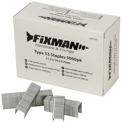 Agrafes type 53, 5 000 pcs, 11,25 x 8 x 0,75 mm, 11.25 X 8 X 0.75 Mm