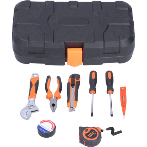 FIXMAN Kit d'Outils 9 Pièces Portable pour Entretien Immobilier avec Boîte de Rangement JYS002‑4
