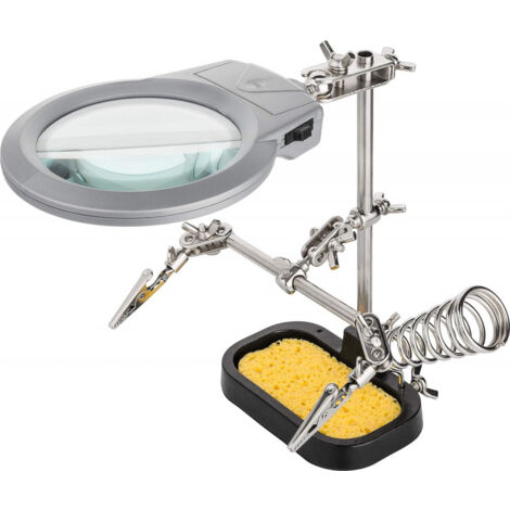 Troisième main avec lampe-loupe LED et support de fer à souder
