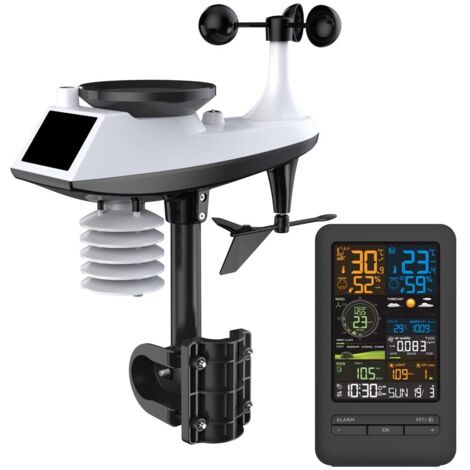 FJ3395TY Station météo – Température, humidité, vitesse du vent, précipitations – Connectée à TUYAAPP – Alarme personnalisable – Curconsa
