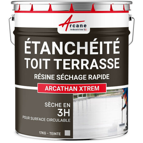Flachdach- und Terrassenabdichtungsharz - Ganzjahresanwendung: ARCATHAN XTREM RAL 7035 - Hellgrau-17 kg (bis zu 11 m² in 2 schichten)