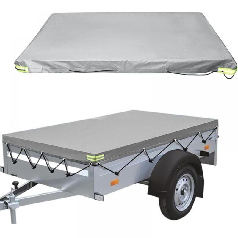 Image of Flache Anhängerplane - 214x122x10cm - 420 D - Staubdicht - Für 750 kg Anhänger - Grau