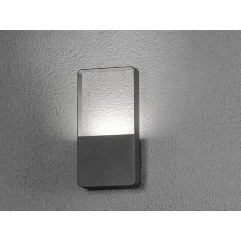 Flache LED Außenleuchte Aluminium in Anthrazit 6W IP54 Wandlampe Außenbereich