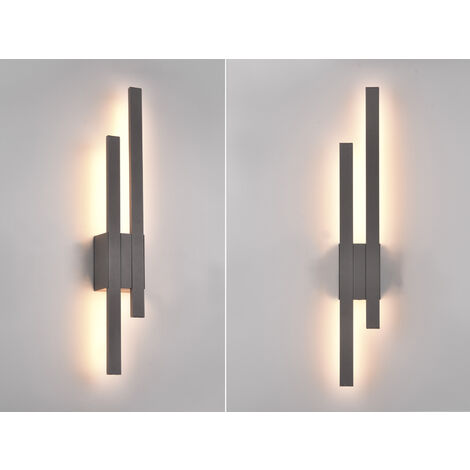 Flache LED Außenwandleuchte 2er SET in Anthrazit - indirekte Wandbeleuchtung