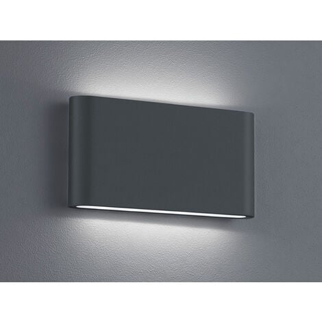 Flache LED Außenwandleuchte THAMES Up Down Light in Anthrazit 17,5cm breit