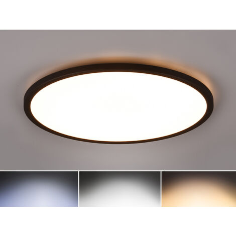 Flache LED Deckenleuchte AUREO Schwarz, mit Fernbedienung dimmbar Ø 40cm