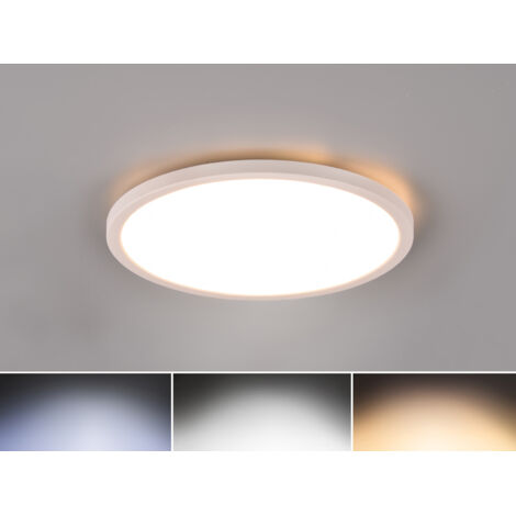 Flache LED Deckenleuchte AUREO Weiß, dimmbar, RGB Farbwechsler, Ø 29cm