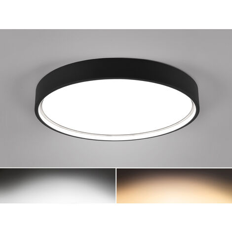 Flache LED Deckenleuchte DOHA mit 2 Lichtfarben in Schwarz, Ø 45cm