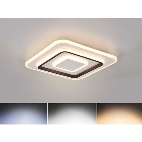 Flache LED Deckenleuchte JORA Weiß mit Fernbedienung dimmbar Quadrat, 39cm