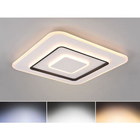 Flache LED Deckenleuchte JORA Weiß mit Fernbedienung dimmbar Quadrat, 60cm