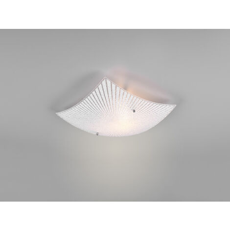 Flache LED Deckenleuchte mit Glas Lampenschirm Weiß, Quadrat 30cm