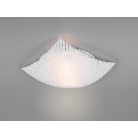Flache LED Deckenleuchte mit Glas Lampenschirm Weiß, Quadrat 40cm