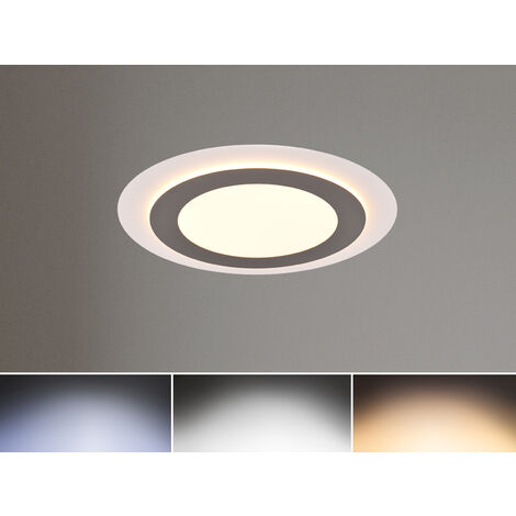 Flache LED Deckenleuchte MORGAN Silber Fernbedienung dimmbar, Ø 45cm