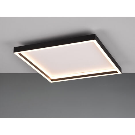 Flache LED Deckenleuchte ROTONDA Schwarz Quadrat, 35cm