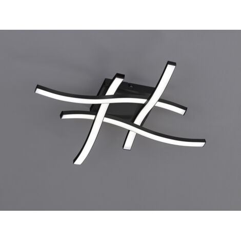 Flache LED Deckenleuchte ROUTE aus Metall Schwarz, Breite 46cm