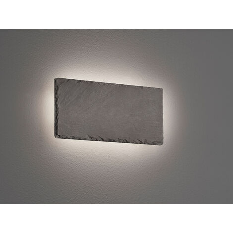 Flache LED Innen Wandleuchte RAVEN aus Naturschiefer, Breite 25cm