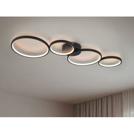 Flache LED Ring Deckenleuchte RONDO in Schwarz matt, Breite 97cm