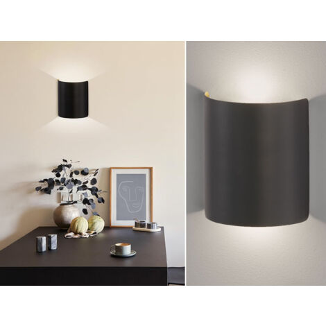 Flache LED Updown Wandleuchte HALV Schwarz / innen Gold, Höhe 15cm
