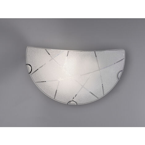 Flache LED Wandleuchte Glasschirm mit Streifendekor, Breite 30cm