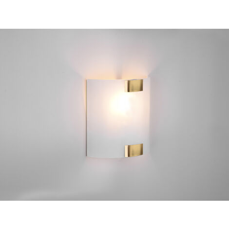 Flache LED Wandleuchte mit Glas Lampenschirm Weiß & Gold, Höhe 20cm