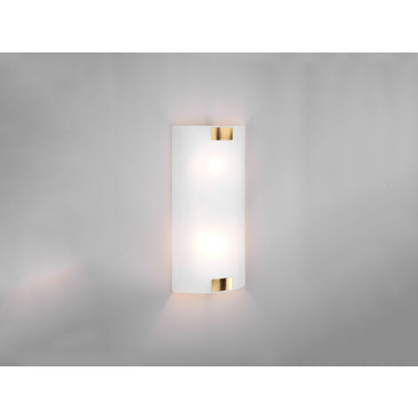 Flache LED Wandleuchte mit Glas Lampenschirm Weiß & Gold, Höhe 40cm