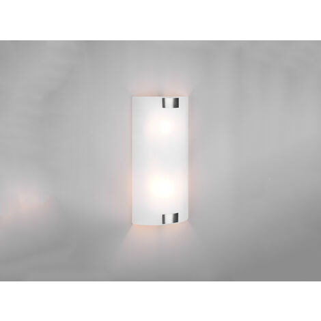 Flache LED Wandleuchte mit Glas Lampenschirm Weiß & Silber, Höhe 40cm