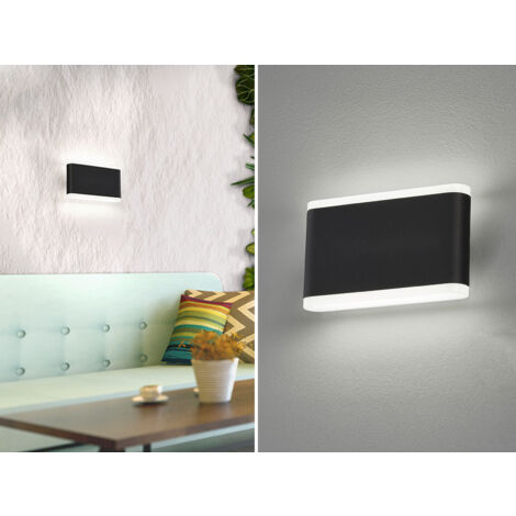 Flache LED Wandleuchte SCOUNCE Schwarz für Innen & Außen, Breite 17,5cm