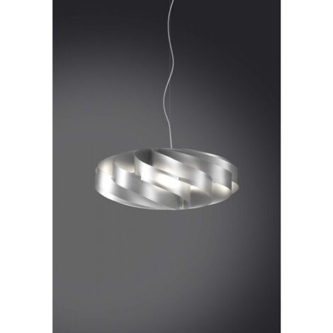 Flache Pendelleuchte 3-flammig silber 70x70xh.34 cm