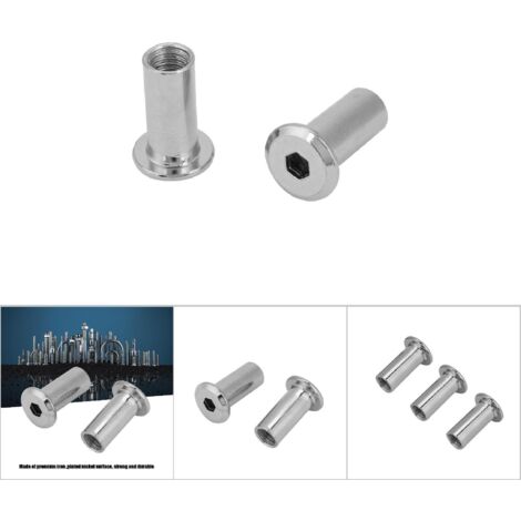 Flache, vernickelte Muttern mit Rundkopf für Möbel, M8-Gewinde, 15 mm Länge, 30er-Packung