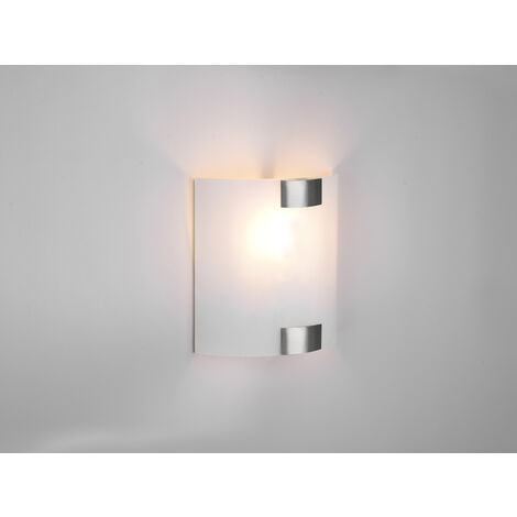 Flache Wandleuchte PURA Glaslampenschirm Silber, Höhe 20cm
