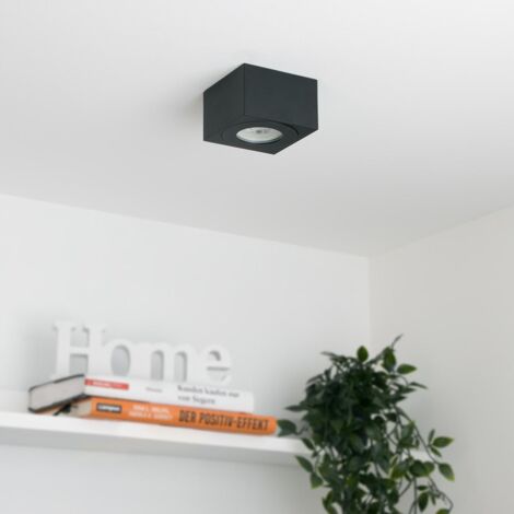 Flacher Aufbaustrahler eckig IP44 Deckenleuchte - Farbe: schwarz - LED Leuchtmittel: Ohne