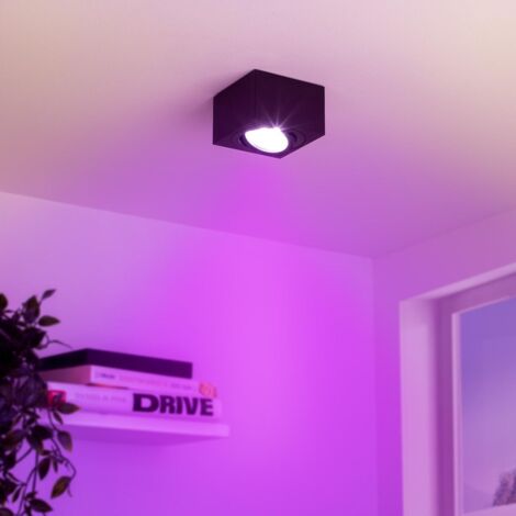 Flacher Aufbaustrahler eckig schwenkbar Deckenleuchte - Farbe: schwarz - LED Leuchtmittel: 5W RGB+CCT 230V dimmbar 60°