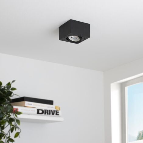 Flacher Aufbaustrahler eckig schwenkbar Deckenleuchte - Farbe: schwarz - LED Leuchtmittel: Ohne