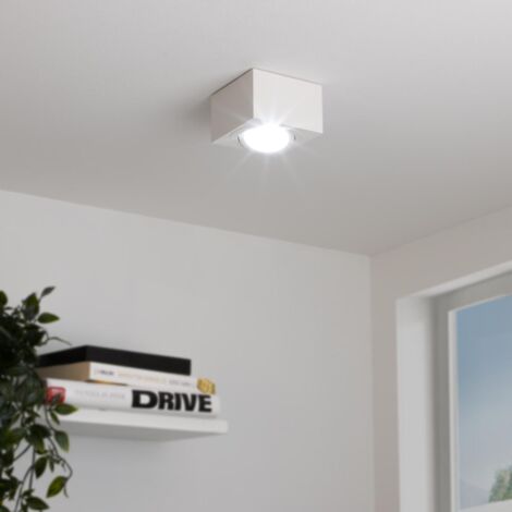 Flacher Aufbaustrahler eckig schwenkbar Deckenleuchte - Farbe: weiß - LED Leuchtmittel: 5W Neutralweiß 230V 60°