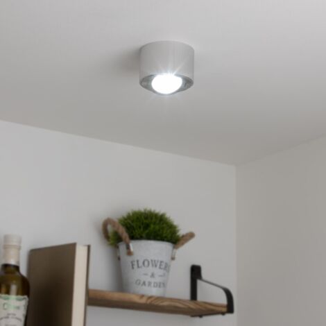 Flacher Aufbaustrahler rund schwenkbar Deckenleuchte - Farbe: Alu-gebürstet - LED Leuchtmittel: 5W Neutralweiß 230V 60°