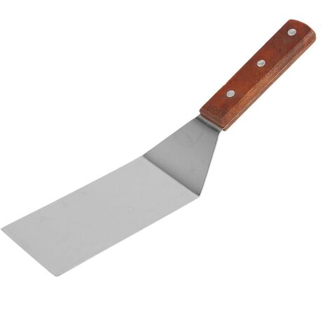 Flacher Bratspatel aus Edelstahl mit Holzgriff, Pizzaspatel, Steak-Bratspatel, Kochen S