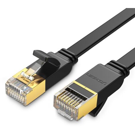 Flaches Patchkabelkabel LAN STP RJ45 Cat 7 10Gbps 3m schwarz