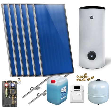 Flachkollektoren Warmwasser Solarpaket 6 Kollektoren Speicher Flachkollektor