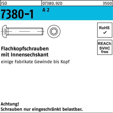 Flachkopfschraube ISO 7380-1 m.Innensechskant M 3 x 25A 2 500 Stück