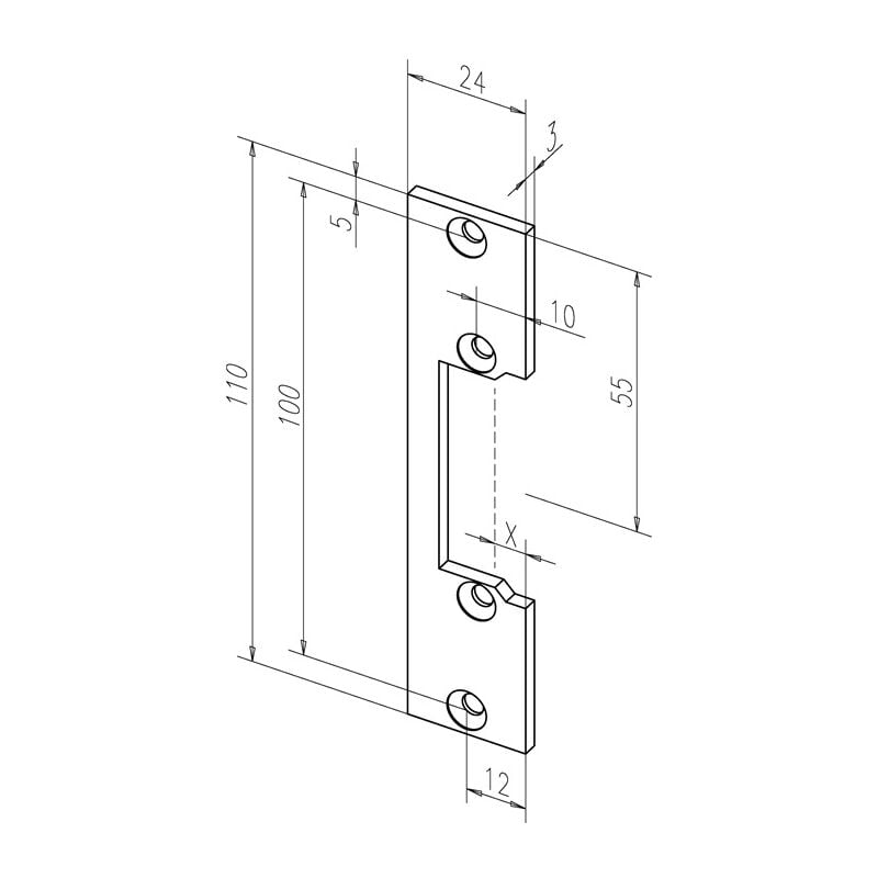 10635-01 Flachschließblech 106 Edelstahl matt käntig Breite 24 x Län – Assa Abloy | 04042203145535