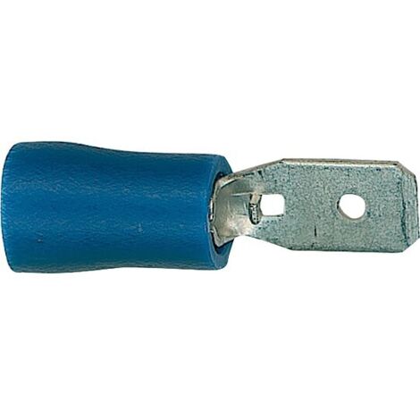 Flachstecker 100 Stück, halbisoliert, Farbe blau -2,5 mm², 6,3 x 0,8 mm