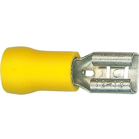 Flachsteckhülse halbisoliert 100 Stück, Farbe gelb - 4,0 mm²-6,0 mm², 6,3 x 0,8 mm