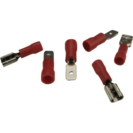 Flachsteckhülsen-Set isoliert 1,5mm² Inhalt  10 x Stecker, 10 x Zunge Leitungs- & Kabelverbinder