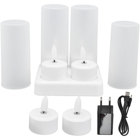 Flackernde, flammenlose LED-Kerzen, inklusive Ladestation, für Hochzeits- und Partydekorationen, 100–240 V EU-Stecker