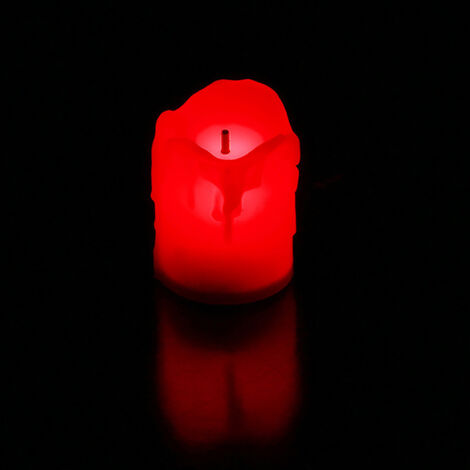 Flackernde LED-Kerzen [Partykerzen] Flammenlos, PP, Rot/Weiß, 3,5 x 5,5 cm (12er-Pack), familienfreundlich
