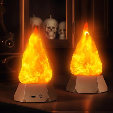 COOCHEER Flackerndes Flammenlicht, wiederaufladbar über USB, 3D-Nachtlicht mit künstlichem Feuer, 3 Modi, wasserdicht, realistischer Flammeneffekt, perfekt für Halloween drinnen/draußen, Camping, Heimdekoratio