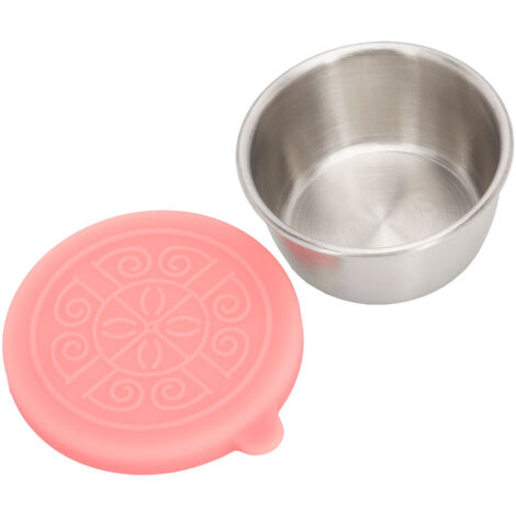 Flacon à huiles essentielles en inox pour institut, couvercle rose 50ml