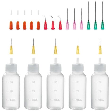 Flacon applicateur à embout de précision de 30 ml, aiguille à bout arrondi et capuchon.