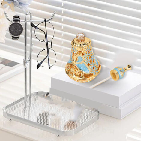 Flacon de parfum de style oriental vintage en émail, motif papillon, rechargeable, décoratif, couleur bleu clair doré