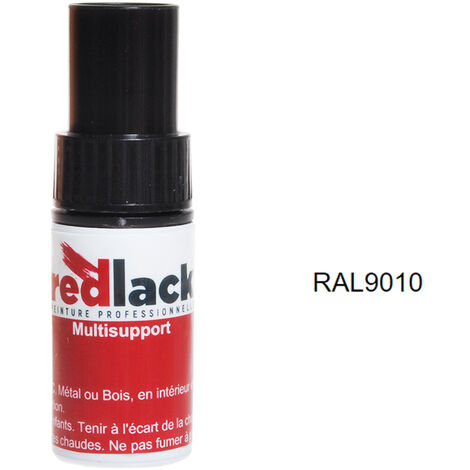 Flacon de retouche 9 ml – RAL 9010 – Blanc pur – Mat – multisupport – Redlack